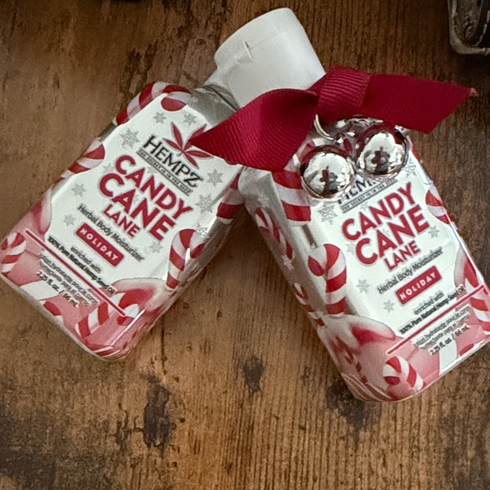 Hempz Candy Cane Lane Holiday Lotion with Red and White Design
